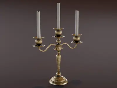 Brass Candle Holders Low-poly 3D model