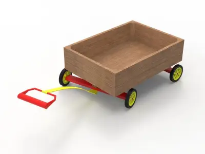 WOODEN TOY CAR Low-poly 3D model