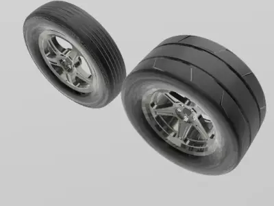 DODGE DEMON 18 FRONT AND REAR WHEEL WITH TIRES 3D print model
