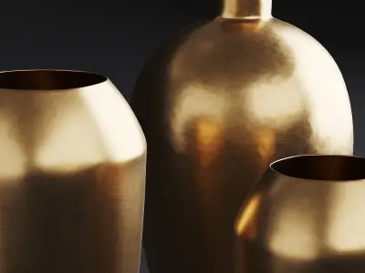 Rh Brass Teardrop Vase Collection 3D model