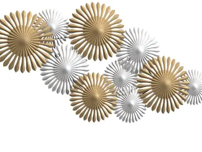 Sparks 45 Inch Wide Gold And Silver Metal Wall Art PBR 3D model