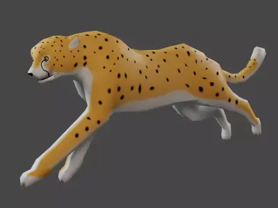 Low poly Cheetah Rigged 3D model Low-poly 3D model