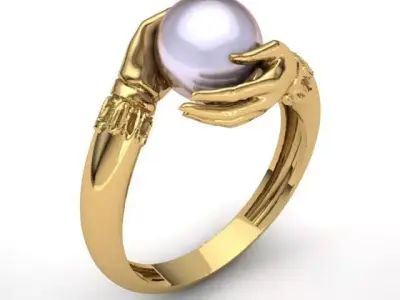 hand ring pearl 3D print model