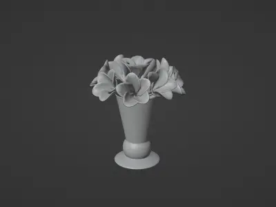 Decor bouquet of flowers in a porcelain vase 1 3D model