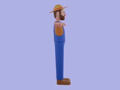 Stylized 3D Farmer Character - Cartoon Male in T-Pose 3D model