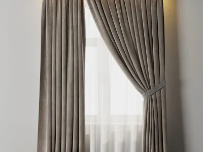 Low Width Curtains Classic 01 Low-poly 3D model