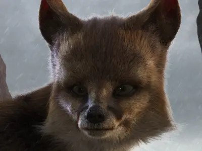 Blanfords Fox Low-poly 3D model