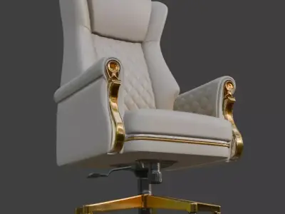 Luxury Cream and Gold Executive Office Chair 3D model