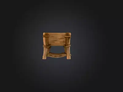 Rustic Wooden Trough Low-poly 3D model