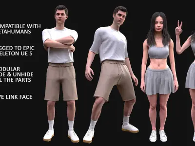 Mens and Womens Summer Outfits 3D Model Collection