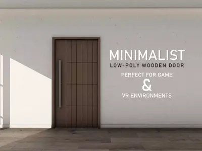 Minimalist Low-Poly wooden Door for luxury interiors Door 2 Low-poly 3D model