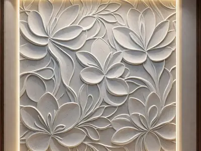 modern panel wall decor set relief stl mural CNC 180 3D model