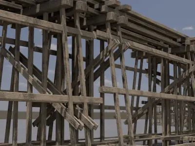 Wooden trestle PBR 4-8K Low-poly 3D model