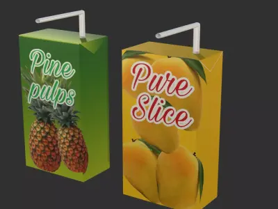 Juice box 250 ml Low-poly 3D model