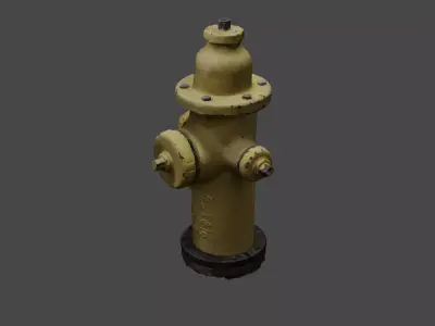Rusty Yellow Fire Hydrant 3D model