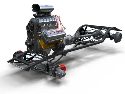 HotRod custom frame highpoly 3D model