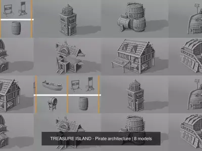 TREASURE ISLAND - Pirate architecture 3D Model Collection