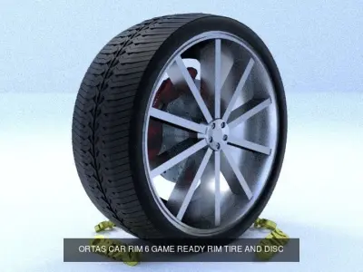 ORTAS CAR RIM 5 AND 6 GAME READY RIM TIRE AND DISC 3D Model Pack