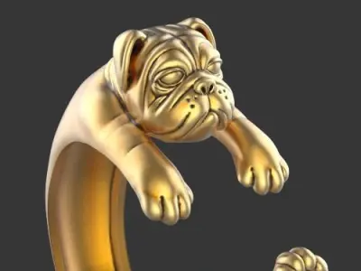 Dog ring Silver Gold  Print 3D print model
