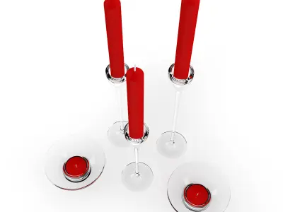 Glass Candlesticks Set 3D model