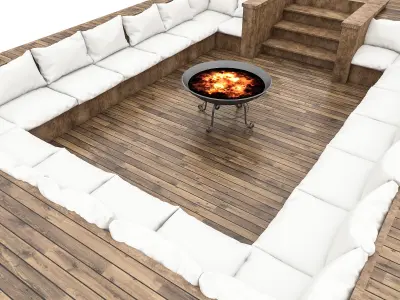 3D arden decorative fire pit model Low-poly 3D model