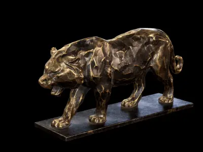 Tiger statuette PBR lowpoly Low-poly 3D model