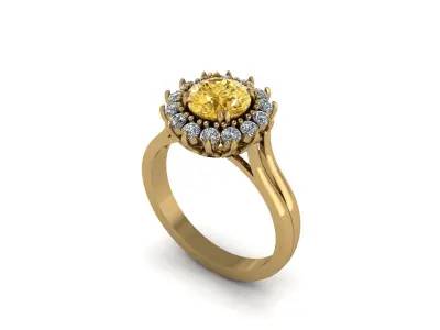 Halo Engagement Ring 3D print model