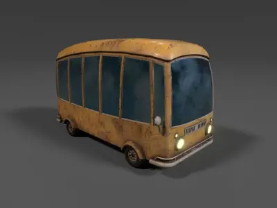 Stylized Cartoony Bus or Van - REMASTERED Low-poly 3D model