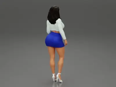 Young woman in a short skirt 3D print model