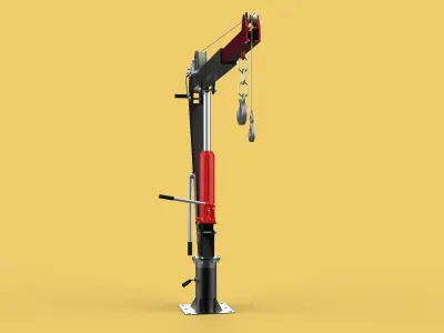 HYDRAULIC SWIVEL LIFTING CRANE MANUAL HAND CRANK WINCH HOIST JIB 3D model