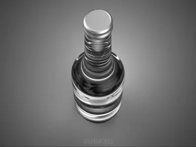 GLASS EMPTY BEVERAGE SODA SOFT DRINK BOTTLE SILVER METALLIC CAP 3D model
