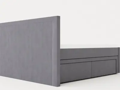 Complete Bed Package Dark Grey Low-poly 3D model