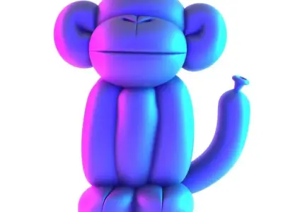 Orange Chimp Monkey Ape Balloon Decoration Props Second Life toy 3D print model