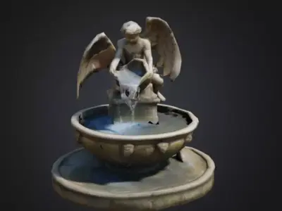 Angel Fountain Low Poly 3D model