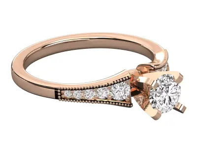 Luxury Solitaire Ring CAD Design With Side Stones STL 3DM 3D print model