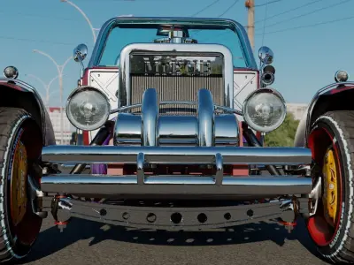 HotRod hot rod car with flames 3D model