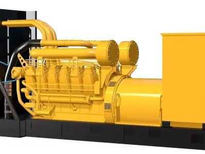 Yellow Industrial Generator Model 3D model