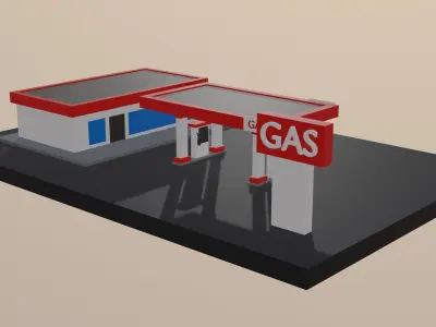 Low Poly - Gas Station Free low-poly 3D model