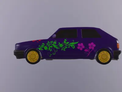 Gameready stylized car Handpainted Lowpoly Low-poly 3D model