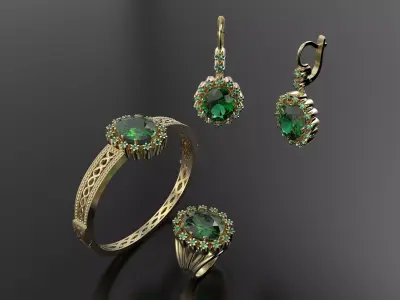 Big oval stone set with bracelet  3D print model