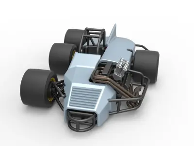 Supermodified 3-to-1 race car Scale 1 to 25 3D print model