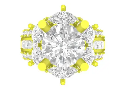 A7221 HongKong Style Luxury Diamond Engagement Ring 3D Model 3D print model