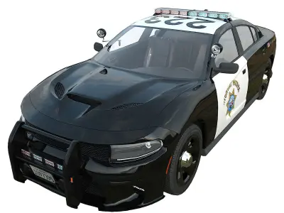 Four police cars of the Dodge Charger SRT and Hellcat brand 3D Model Pack