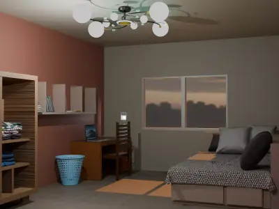 modern little bedroom 3D model