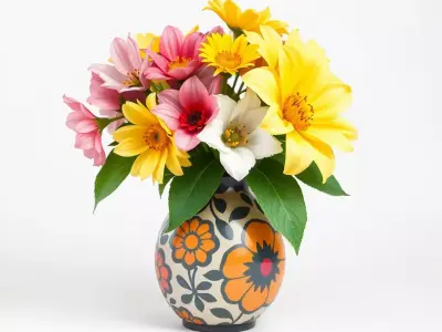 Floral Vase and Bouquet Model Pack Low-poly 3D model