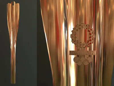 Tokyo 2020 Olympic Torch Low-poly 3D model