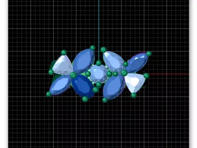 triangle marquise and round emerald jewelry ring 3D print model