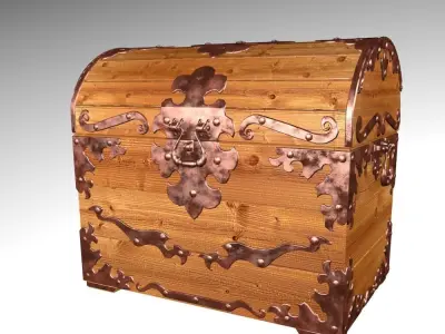 Old wood chest 3D model