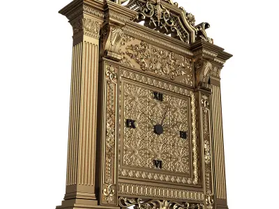 Classic Clock 020 Gold Low-poly 3D model