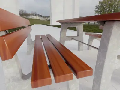 Street Furniture - Bench and Table 3D model